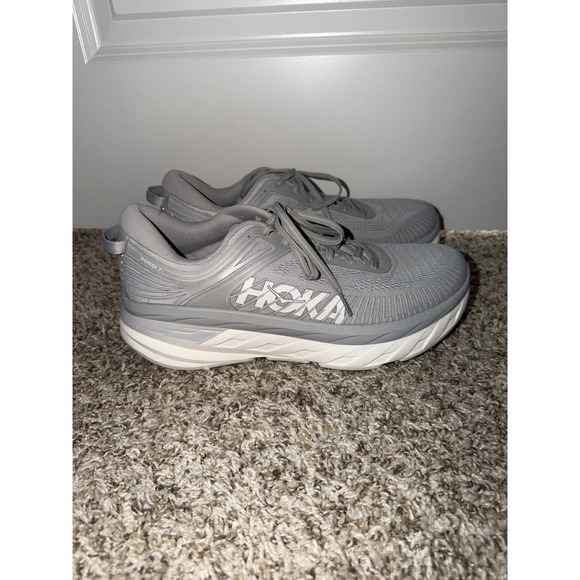 Hoka One One Bondi 7 Shoes Mens Size 11 Gray Running Sneakers 1110518 HST